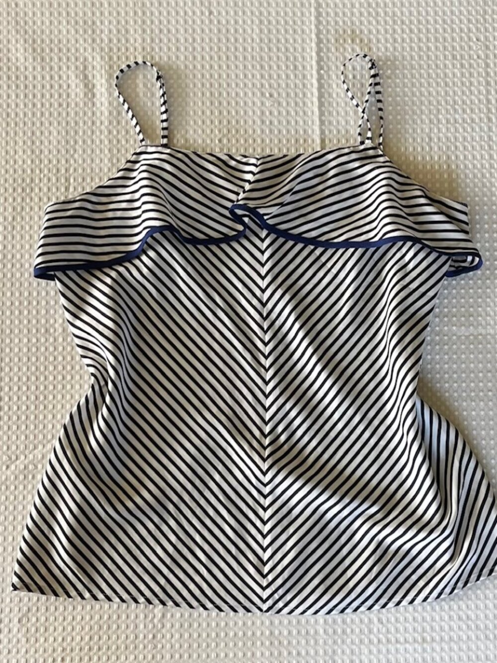 Ann Taylor Striped Chevron Cami Top with Ruffle Neckline Size Medium